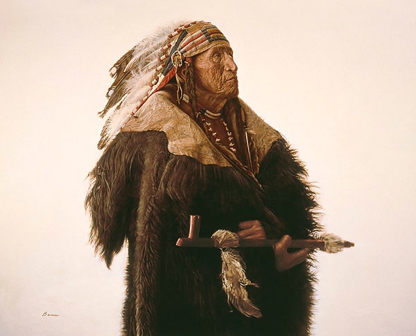 James Bama Crow Indian With Peace Pipe