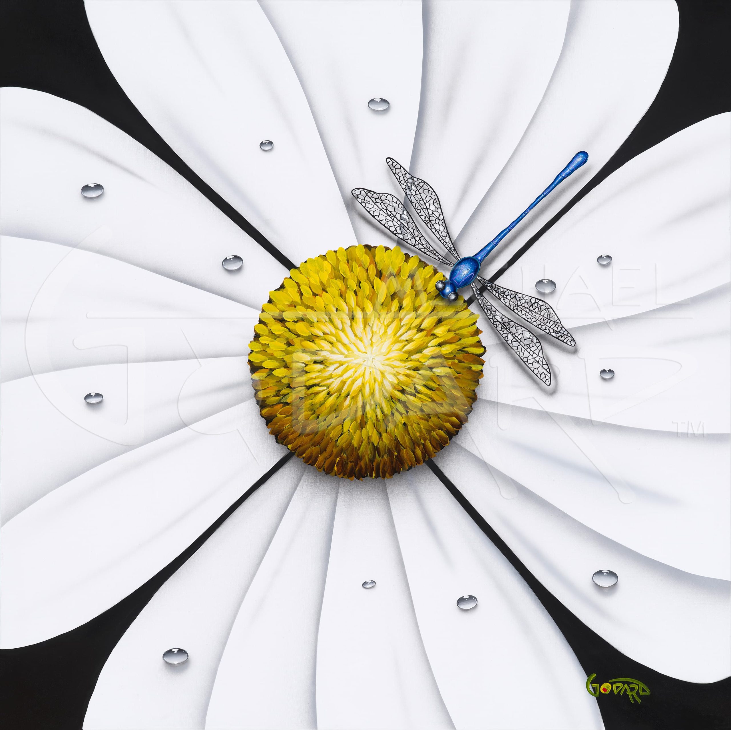 " WHITE FLOWER DRAGONFLY "
Michael Godard " WHITE FLOWER DRAGONFLY"
Michael Godard signed and numbered giclee canvas