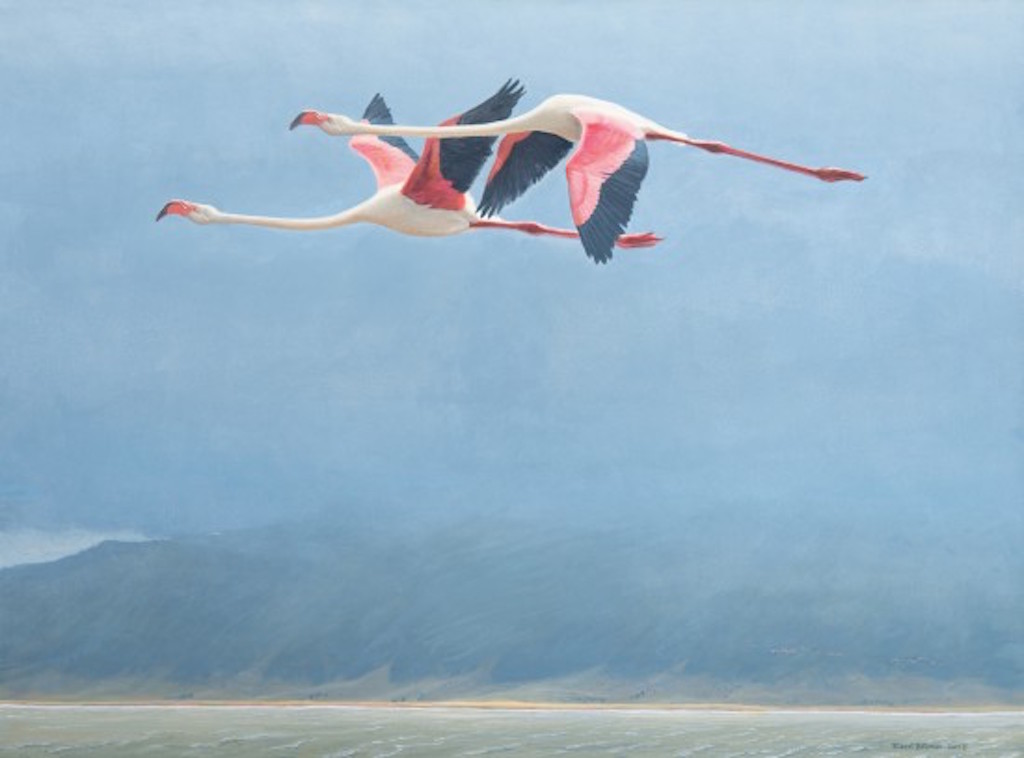 Robert Bateman Flamingos in Ngorongoro