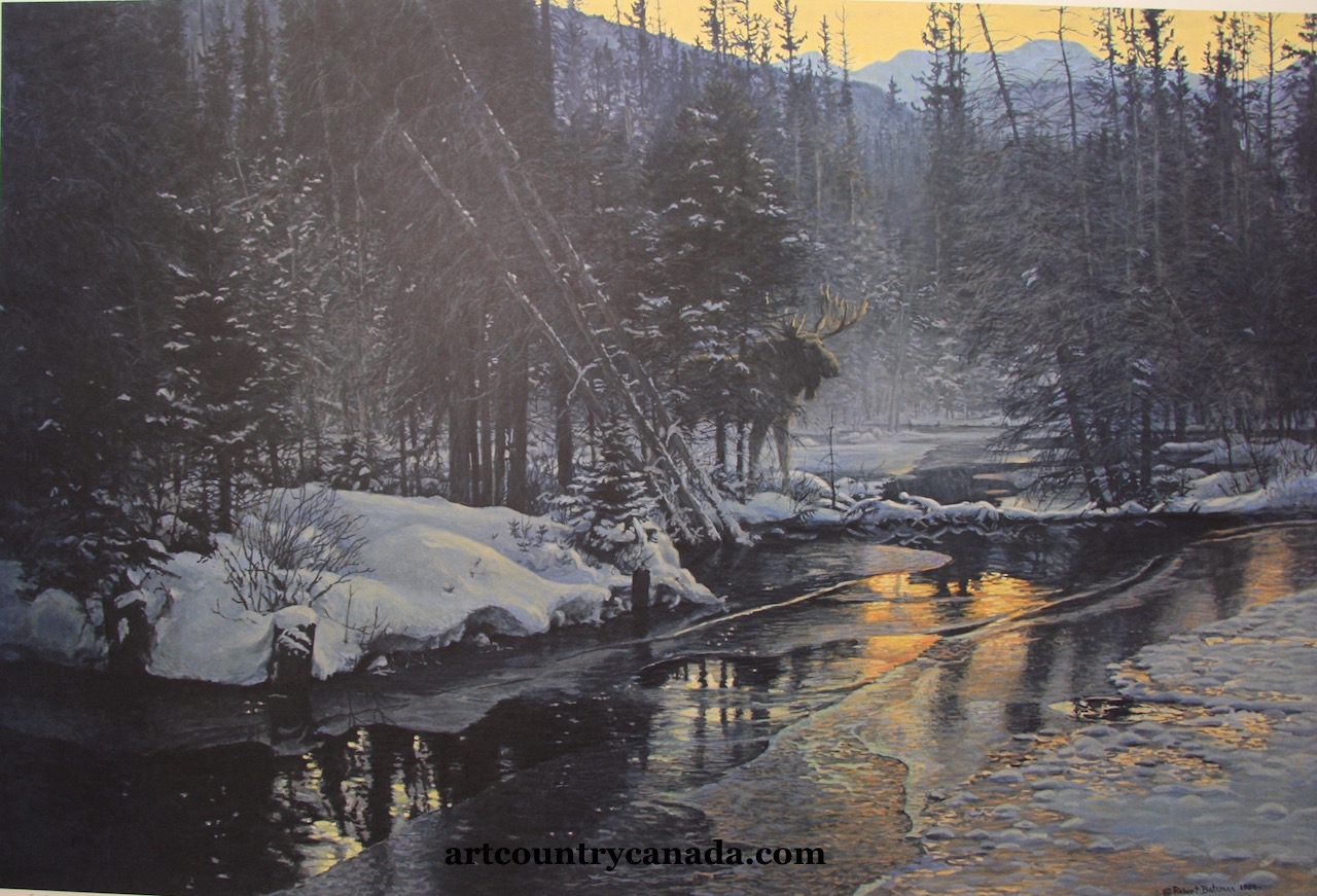 Robert Bateman Winter Sunset Moose