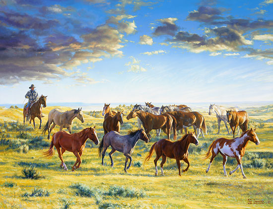 Bob Coronato The Horse Wrangler Gather'd The Morning Mounts 