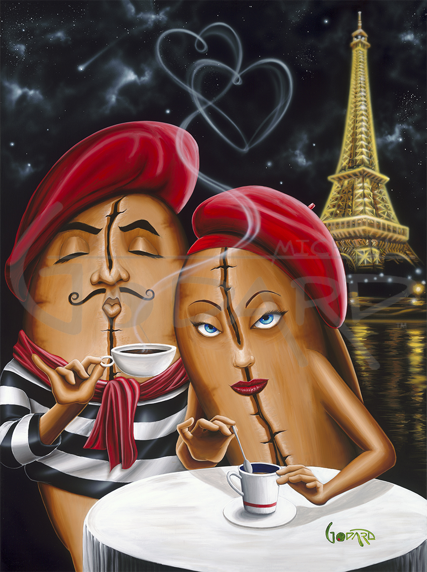 " FRENCH ROAST ROMANCE "
Michael Godard " FRENCH ROAST ROMANCE "
Michael Godard Signed and numbered Canvas