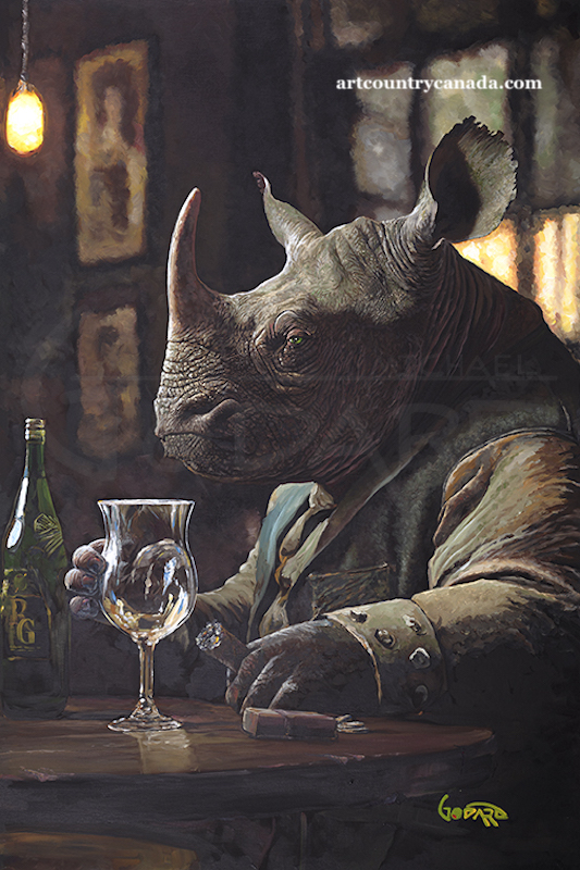 " RHINO - WINE "
Michael Godard " RHINO - WINE "
Michael Godard signed and numbered giclee canvas