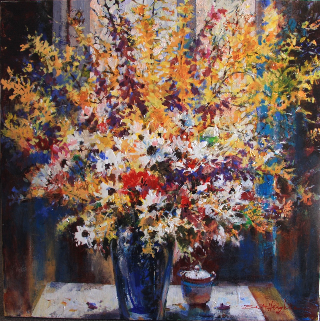 Brent Heighton Flowerds in Blue Vase