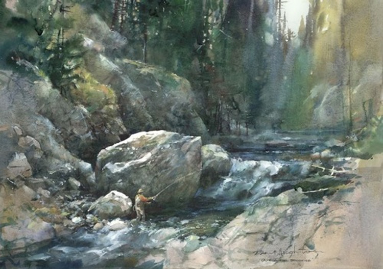 Brent Heighton Casting For Brookies Giclee on Canvas