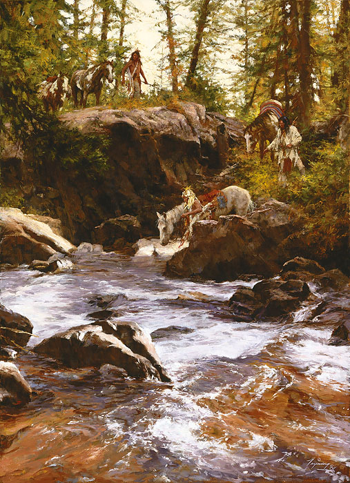 Howard Terpning Crows in the Yellowstone