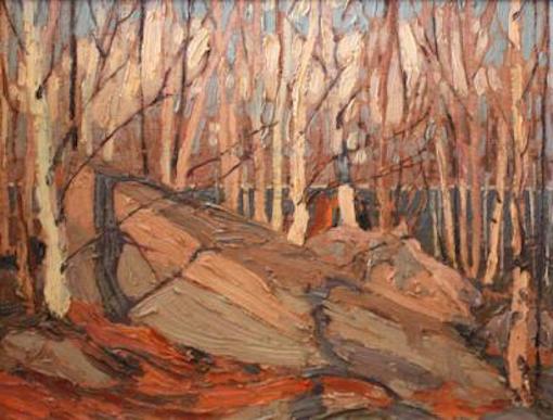 Tom Thomson Rock Birches And Sunlight