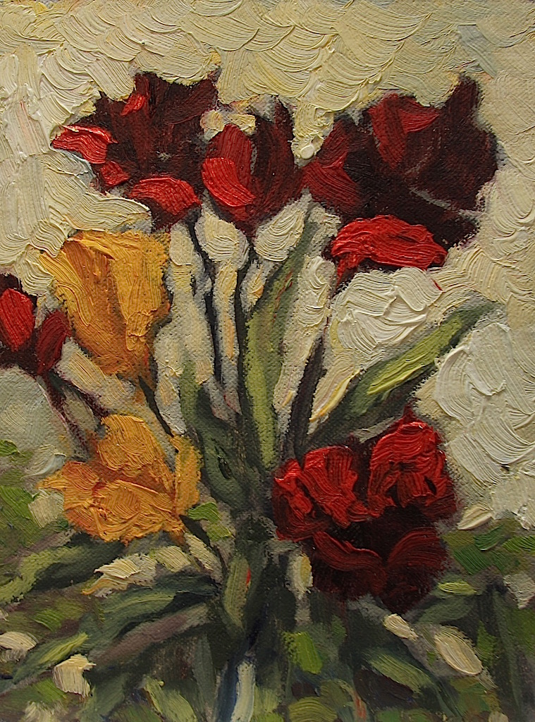 Ann Willsie Red with Yellow Tulips 